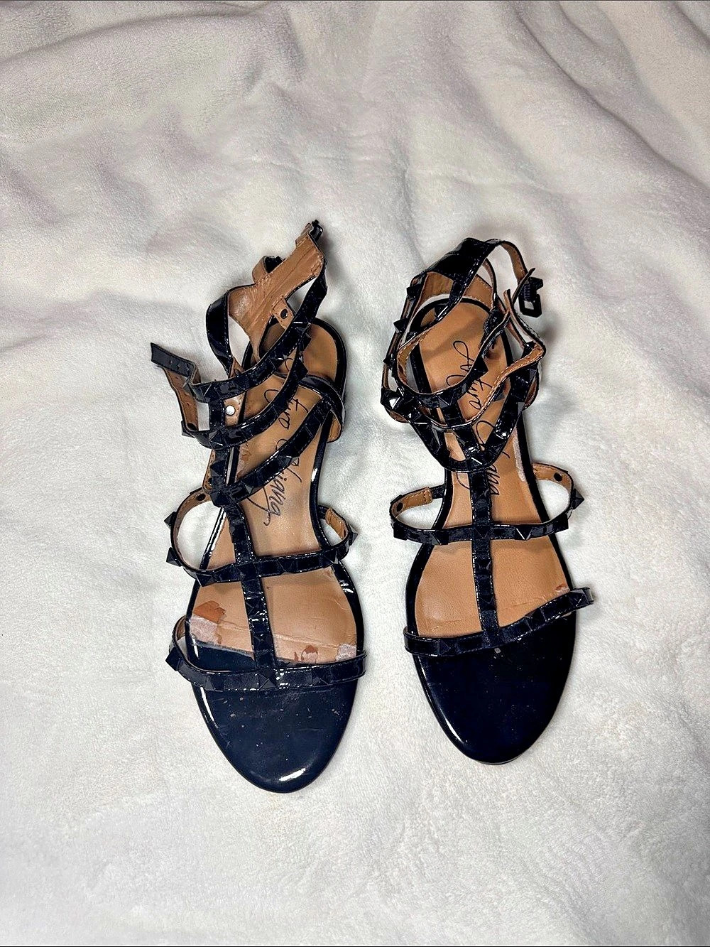 Arturo Chiqng Black Strappy Block Heel Sandals